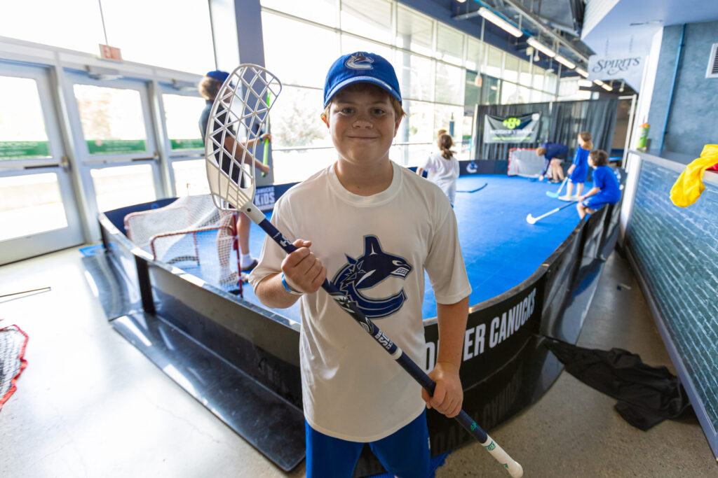 Young goalie at the net